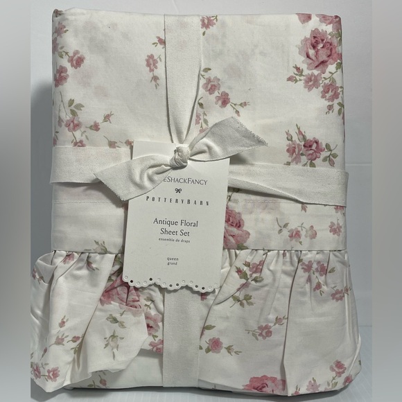 LoveShackFancy Pottery Barn Antique Floral Printed Queen Sheet Set - Picture 4 of 9